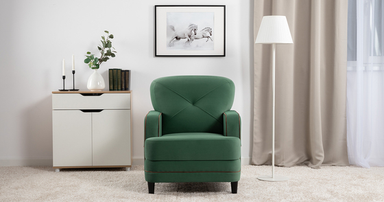 Кресло для отдыха Черри ТК 288 велюр Irida 09 зеленый, Эвита шоколад бежево-коричневый