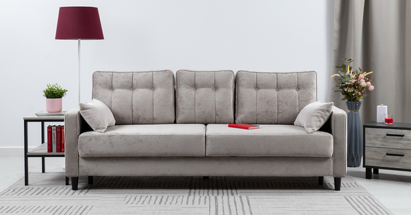 Диван-кровать прямой Арно ТД 563 велюр Лаки 02 серый жемчуг, Vertical 910 молочно-серый