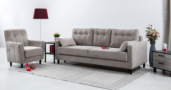 Диван-кровать прямой Арно ТД 563 велюр Лаки 02 серый жемчуг, Vertical 910 молочно-серый