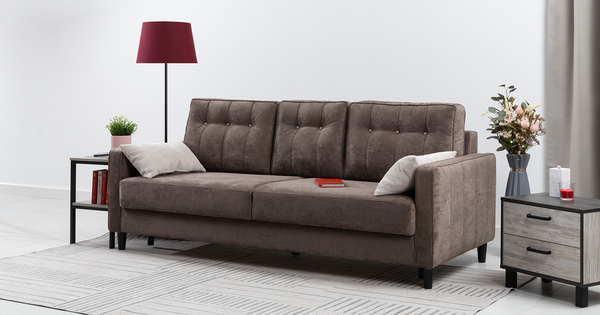 Диван-кровать прямой Арно ТД 564 велюр Лаки 06 коричневый перламутр, Vertical 910 молочно-серый