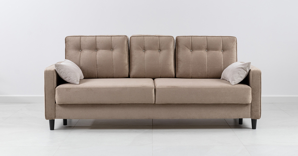 Диван-кровать прямой Арно ТД 565 велюр Лаки 04 песочный, Vertical 910 молочно-серый