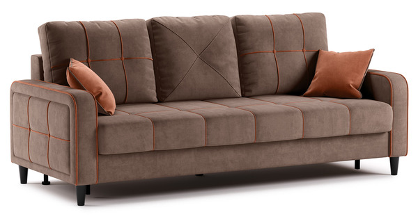 Диван-кровать прямой Черри ТД 286 велюр Irida 05 шоколадно-коричневый, Эвита терра терракотовый