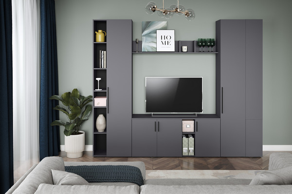 Шкаф торцевой Эйр 16.323 серый графит 0162 РЕ, собирается на любую сторону