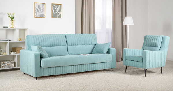 Диван-кровать прямой Изабель ТД 736 велюр Романс минт ментоловый