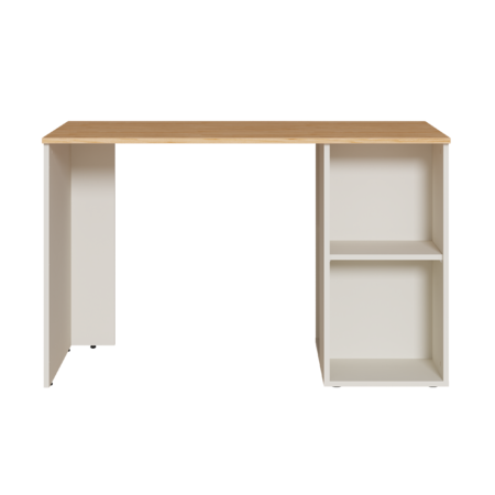 Стол письменный Лайт 12.163 сатин 7045 SU, гикори рокфорд натуральный KO86 PW, сборка на любую сторону, два варианта сборки тумбы