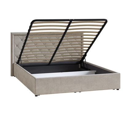 Кровать Марион 160 велюр OCEAN 005 темно-бежевый с ортопедическим основанием и подъемным механизмом (спальное место 160 х 200)