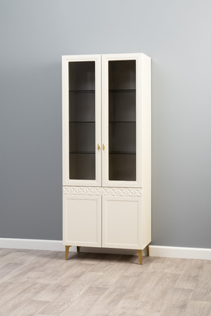 Гостиная Марион композиция 1 слоновая кость С341 PE, слоновая кость 6898 ПВХ, белый PE шагрень (собирается на любую сторону)