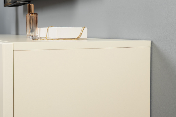 Гостиная Марион композиция 2 слоновая кость С341 PE, слоновая кость 6898 ПВХ, белый PE шагрень (собирается на любую сторону)