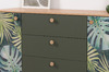 Комод Маттиас 16.245 дымчатый зеленый K521, гикори рокфорд натуральный KO86 PW, белый PE шагрень, фотопечать