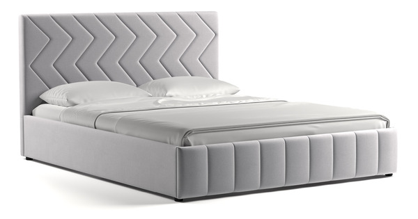 Кровать Милана 160 велюр светло-серый с ортопедическим основанием и подъемным механизмом