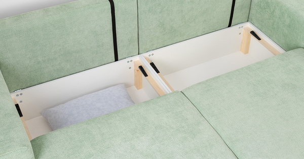 Диван-кровать угловой Оксфорд 715 композиция 4, шенилл STORM 9 мятный, модульная система, сборка на любую сторону