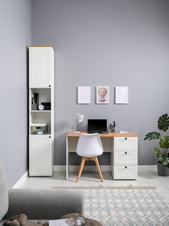 Стеллаж Остин 16.427 белый PE шагрень, дуб золотой CRAFT, белая шагрень 4101 ПВХ, сборка на любую сторону