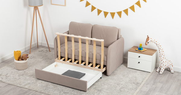 Диван-кровать прямой Юта (120) ТД 524 велюр Вивальди 4 серо-сливочный